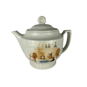 1930's Porcelier Vintage Ceramic Teapot Country Hearth Fireplace USA Made
